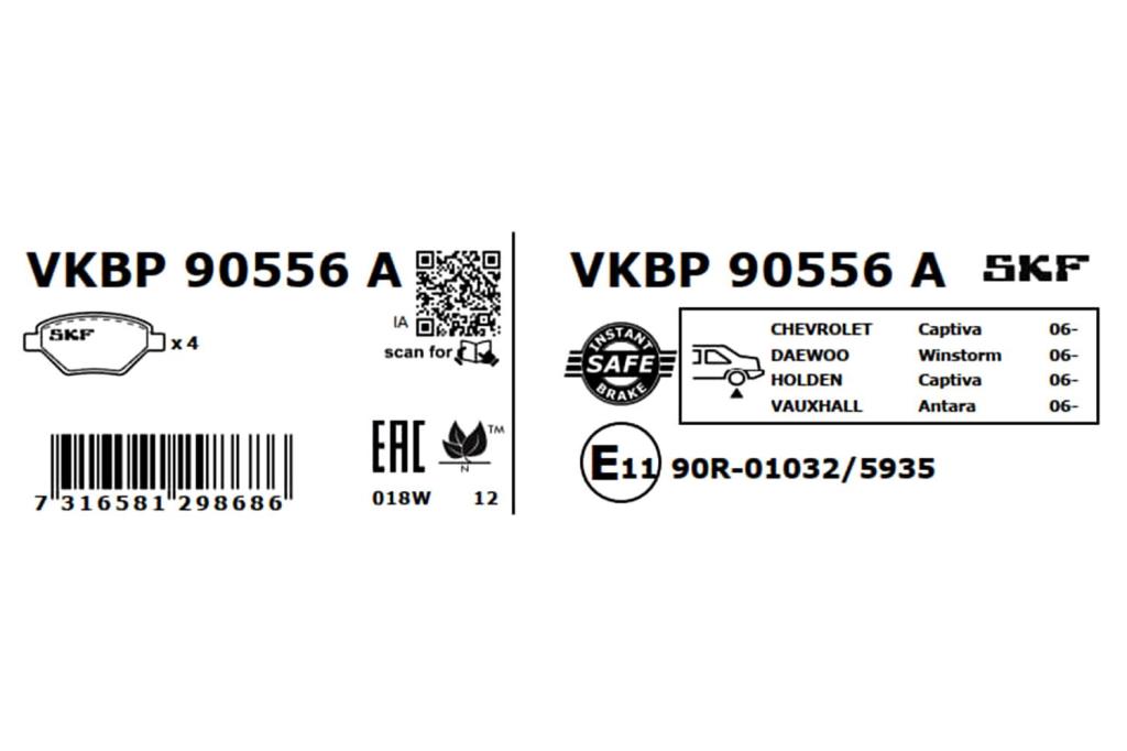 Jogo de 4 pastilhas de travão SKF ref. VKBP 90556 A